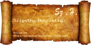 Szigethy Henrietta névjegykártya